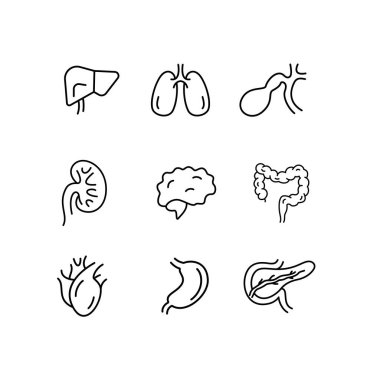 Organ Simgesi Minimalist, çizgi sanatı, tekil biçim vektörü