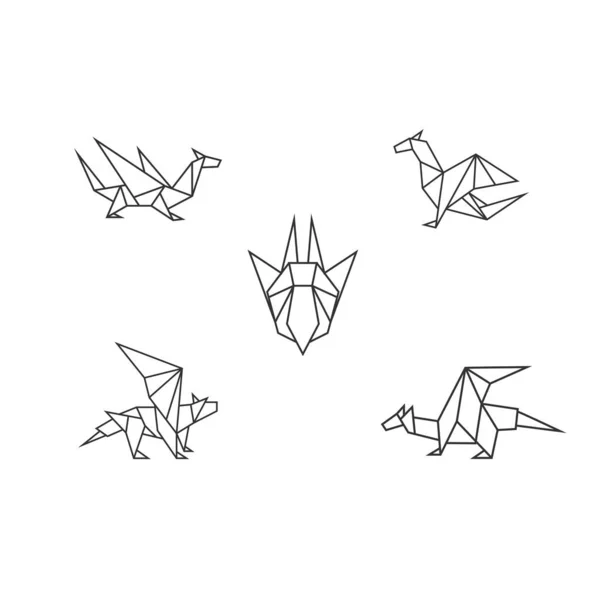 Smok Origami Wektor Geometryczny — Wektor stockowy