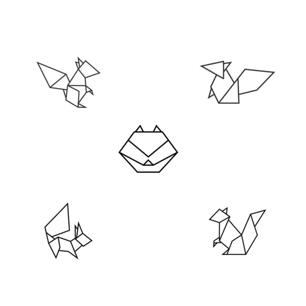 Wiewiórka Origami Wektor Geometryczny — Wektor stockowy