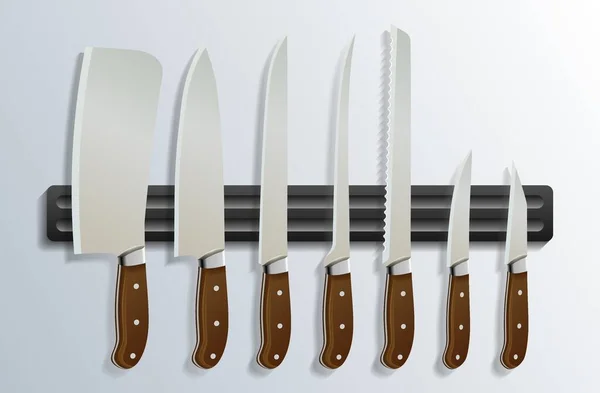Um conjunto de facas de cozinha . — Vetor de Stock