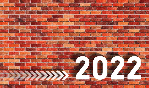 Simbol tahun 2022 di dinding bata - Stok Vektor