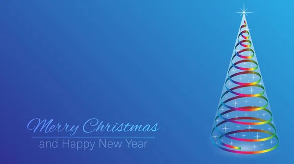 Ευχετήρια Κάρτα Χριστουγέννων Και Πρωτοχρονιάς Χριστουγεννιάτικο Δέντρο Εικονογράφηση Διάνυσμα Ενός — Διανυσματικό Αρχείο
