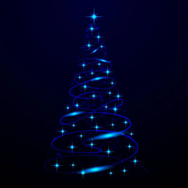 Kerstkaart gloeiende kerstboom — Stockvector