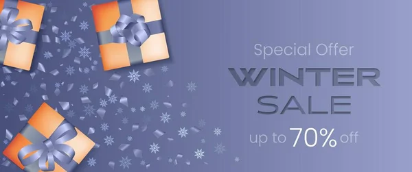Banner de venta de invierno con regalos Vectores de stock libres de derechos