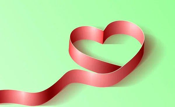 Twisted ribbon in the shape of a heart — Vetor de Stock