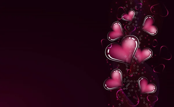 Valentines day. Glossy hearts. — Stockvector