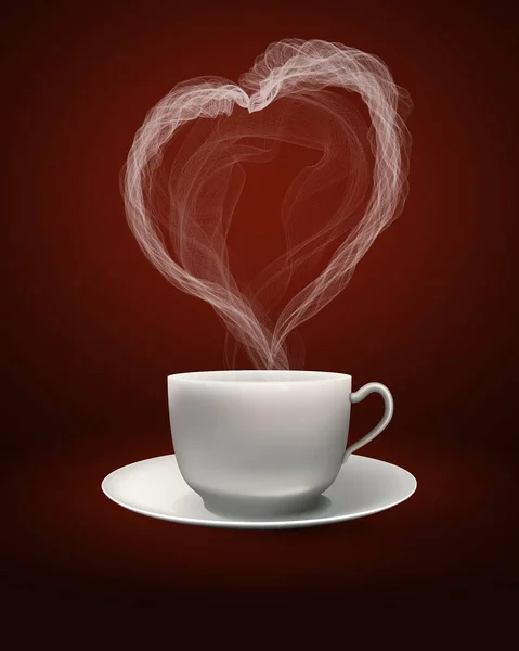 Een Kop Koffie Met Een Hart Vector Illustratie Van Een — Stockvector