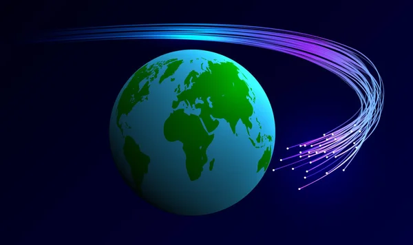 Dünya ve optik fiber — Stok Vektör