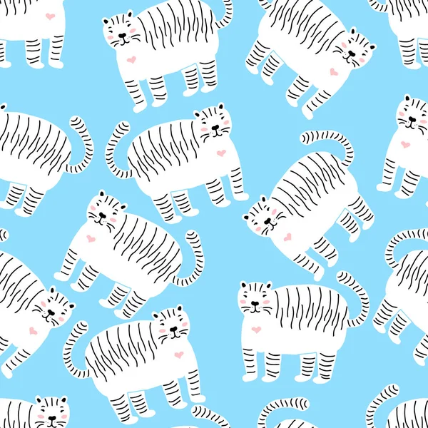 Tigres Vecteur Isolé Motif Sans Couture Bonne Année 2022 Nouvelle — Image vectorielle