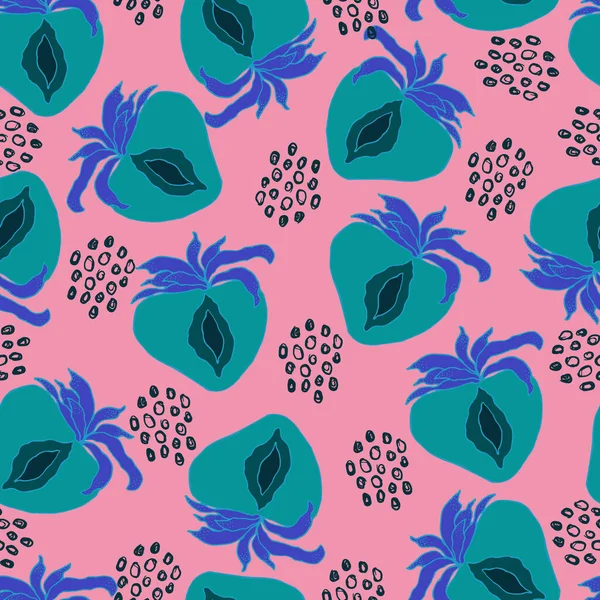 Vecteur Fraise Motif Sans Couture Avec Des Points Des Taches — Image vectorielle