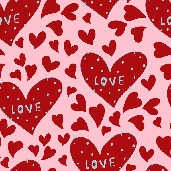 Vector Seamless Pattern Hearts Valentine Day February Background Invitations Wallpaper — Stock Vector