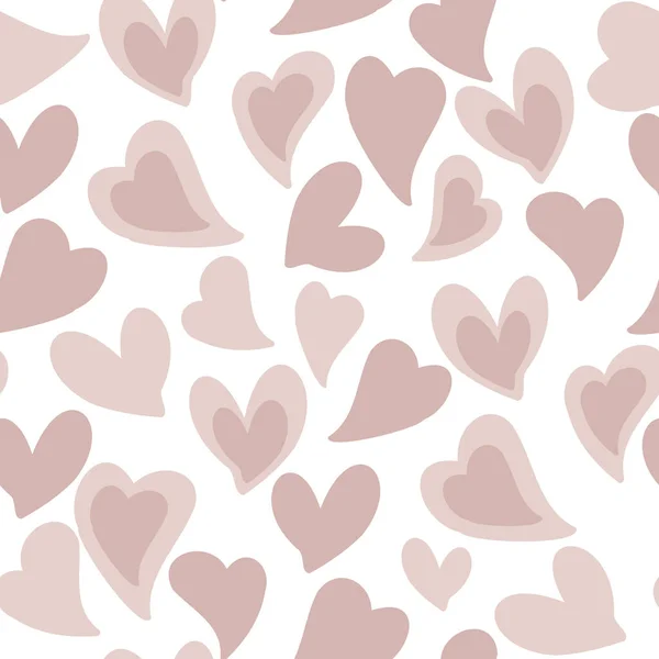 2月14日のバレンタインデーで心のベクトルシームレスなパターン 招待状 包装紙 スクラップブッキングの背景 — ストックベクタ