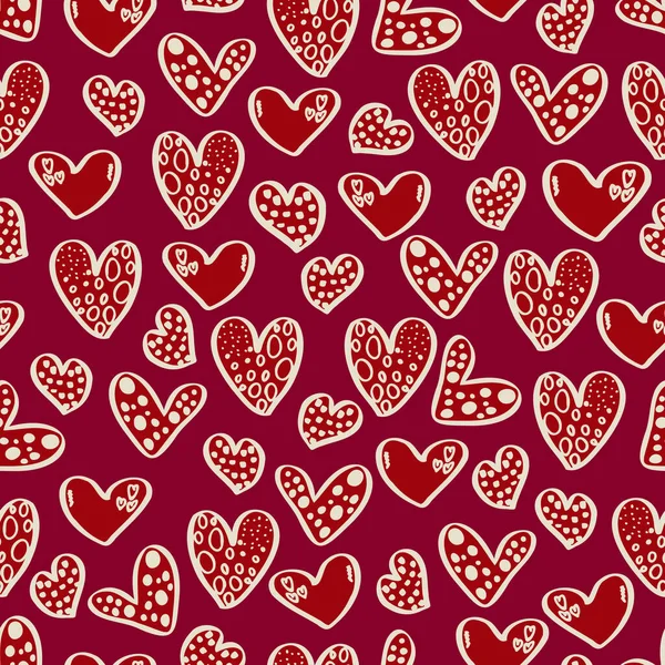 Vector Seamless Pattern Hearts Valentine Day February Background Invitations Wallpaper — Stock Vector