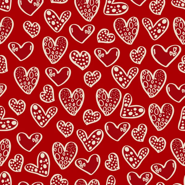 Vector Seamless Pattern Hearts Valentine Day February Background Invitations Wallpaper — Stock Vector