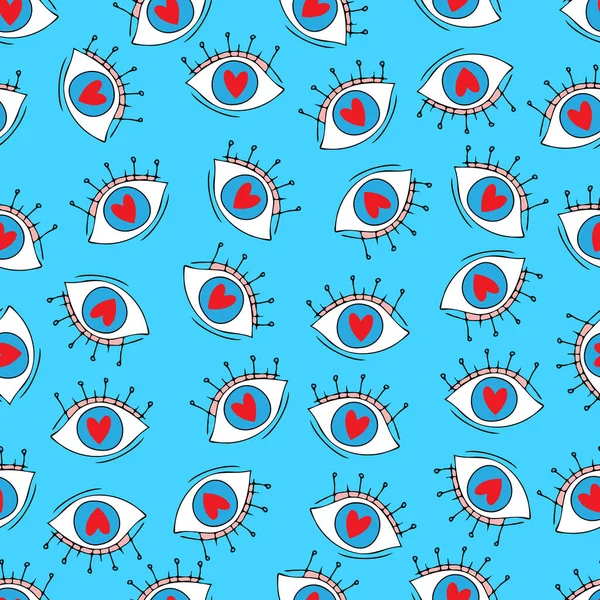 Verliebte Augen Vektor Nahtloses Muster Augen Mit Herz Valentinstag Februar — Stockvektor