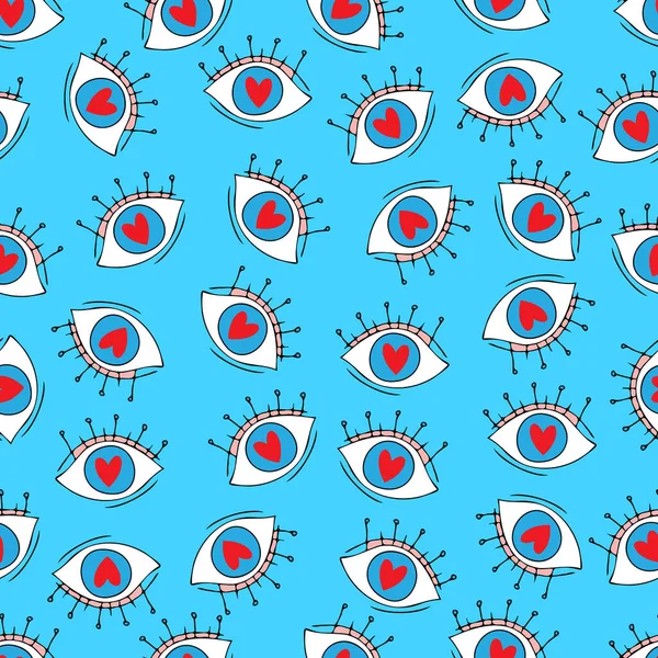 Ojos Enamorados Vector Patrón Sin Costura Los Ojos Con Corazón — Archivo Imágenes Vectoriales