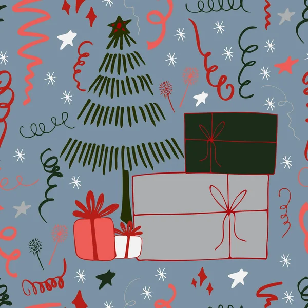 Natal Festa Festa Fundo Vetor Padrão Sem Costura Estilizado Árvores Ilustrações De Stock Royalty-Free