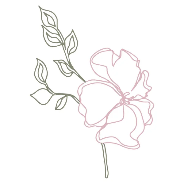 葉を持つベクトルパターンの花 ファブリック ポストカードの植物イラスト — ストックベクタ