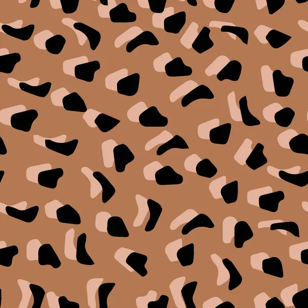 抽象ヒョウの皮膚ベクトルのシームレスパターン 不規則なブラシスポットと背景 概要野生動物の皮膚印刷 単純な不規則な幾何学的デザイン — ストックベクタ