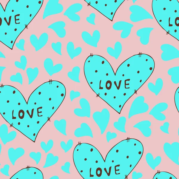 Vecteur Motif Sans Couture Cœurs Avec Saint Valentin Février Contexte — Image vectorielle