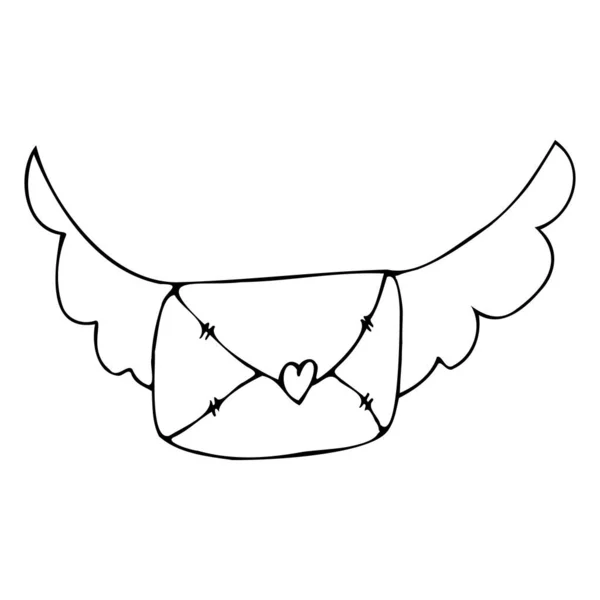Mão Desenho Esboço Envelope Coração Com Carta Amor Padrão Amor — Vetor de Stock