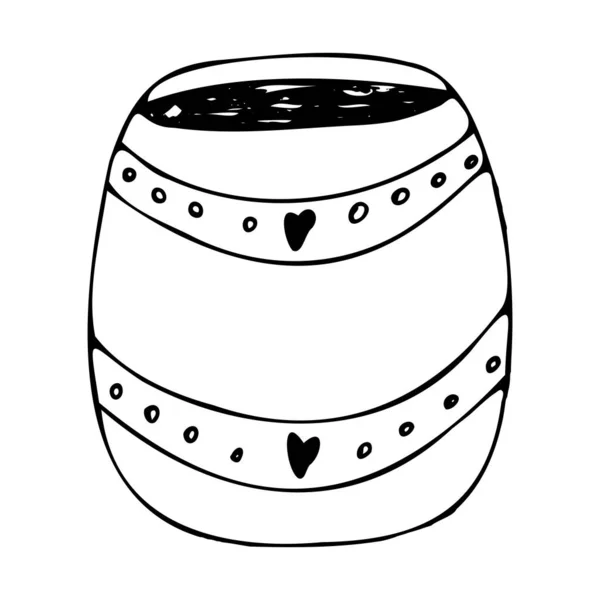 Mano Disegno Contorno Cuore Una Tazza Caffè Modello Amore Cartolina — Vettoriale Stock