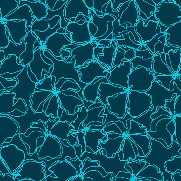 Διάνυσμα Απρόσκοπτη Μοτίβο Λουλούδια Φύλλα Βοτανική Απεικόνιση Για Ταπετσαρία Ύφασμα — Διανυσματικό Αρχείο