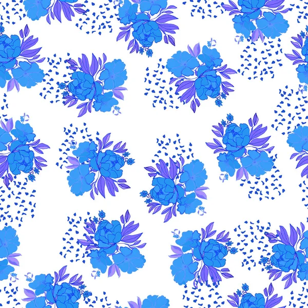 Wektor Bezszwowy Wzór Kwiaty Liśćmi Ilustracja Botaniczna Tapety Tekstylia Tkaniny — Wektor stockowy