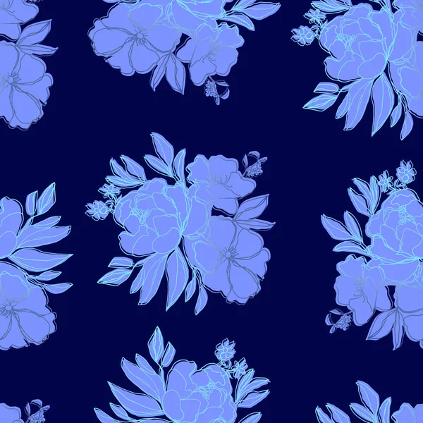Vecteur Fleurs Motif Sans Couture Avec Des Feuilles Illustration Botanique — Image vectorielle