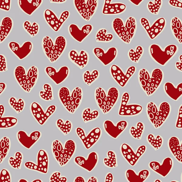 Векторный Бесшовный Рисунок Сердец Днем Святого Валентина Февраля Предпосылки Приглашений — стоковый вектор