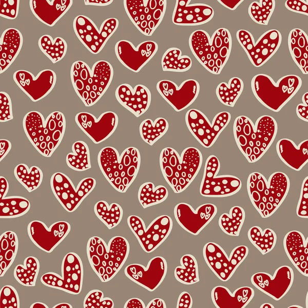 Векторный Бесшовный Рисунок Сердец Днем Святого Валентина Февраля Предпосылки Приглашений — стоковый вектор