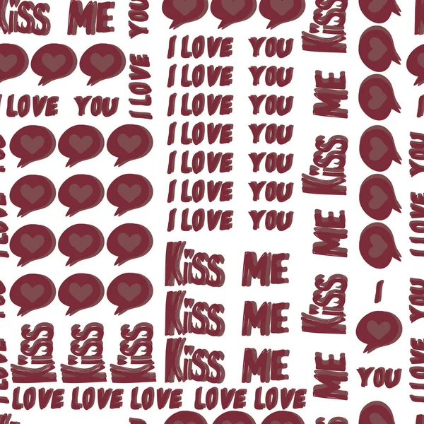 Vecteur Motif Sans Couture Cœurs Cadeaux Avec Félicitations Déclaration Amour — Image vectorielle