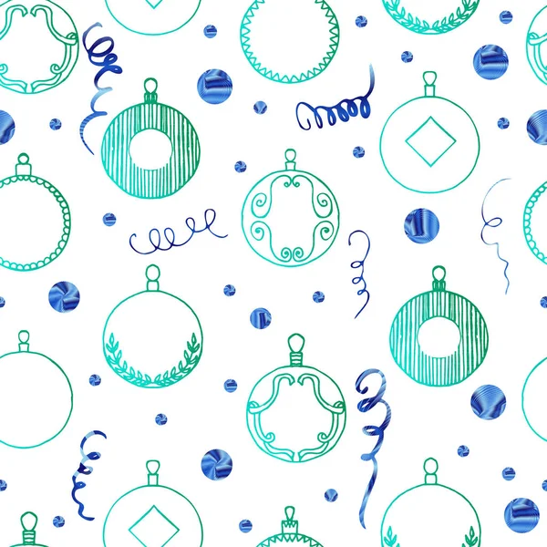 Weihnachten Hintergrund Party Feier Vektor Weihnachten Nahtlose Muster Weihnachtsbaum Spielzeug — Stockvektor