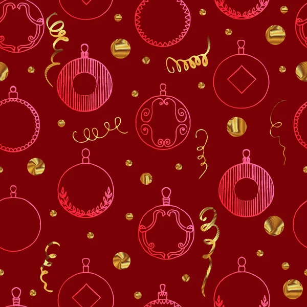 Weihnachten Hintergrund Party Feier Vektor Weihnachten Nahtlose Muster Weihnachtsbaum Spielzeug — Stockvektor