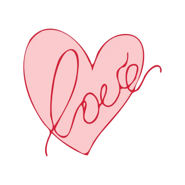 Herzkontur Handzeichnung Mit Pinselhintergrund Liebe Muster Postkarte Herz Abstrakten Hintergrund — Stockvektor