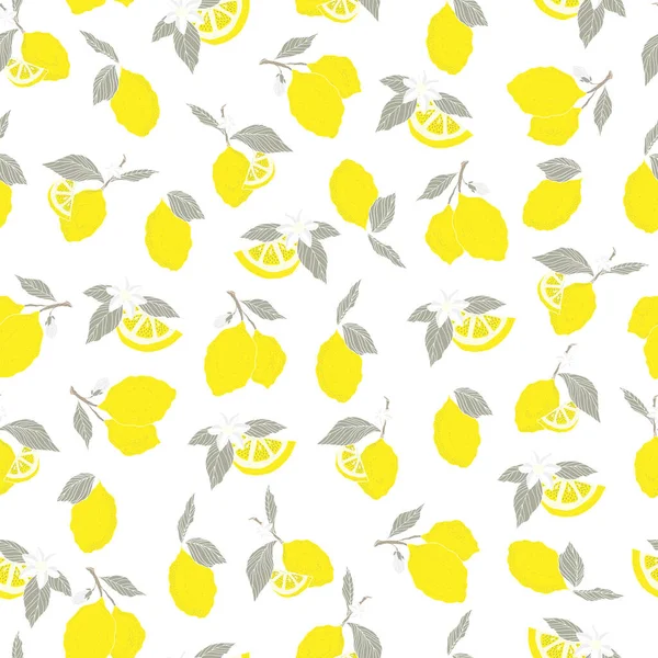 Vektor Sömlösa Mönster Citroner Och Skivade Citroner Rosa Bakgrund Sommar Royaltyfria illustrationer