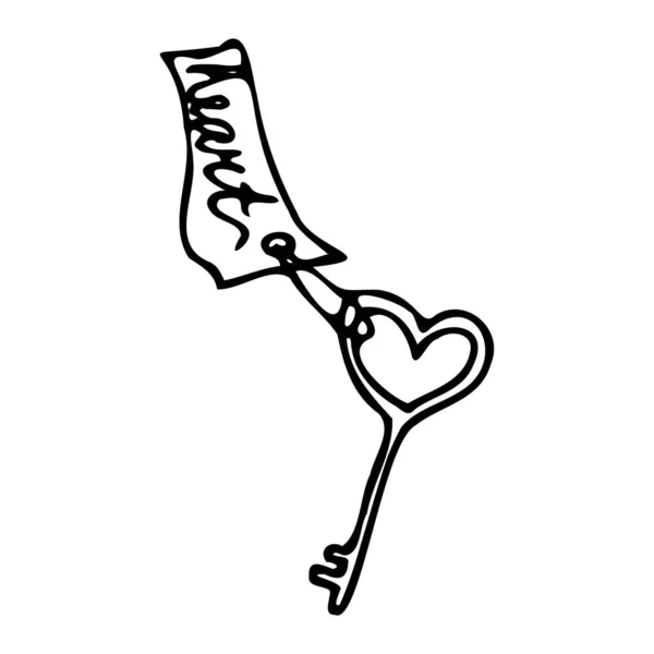Ручний Малюнок Накреслює Ключ Серця Любовний Взірець Листівка Абстрактне Серце Стоковий вектор