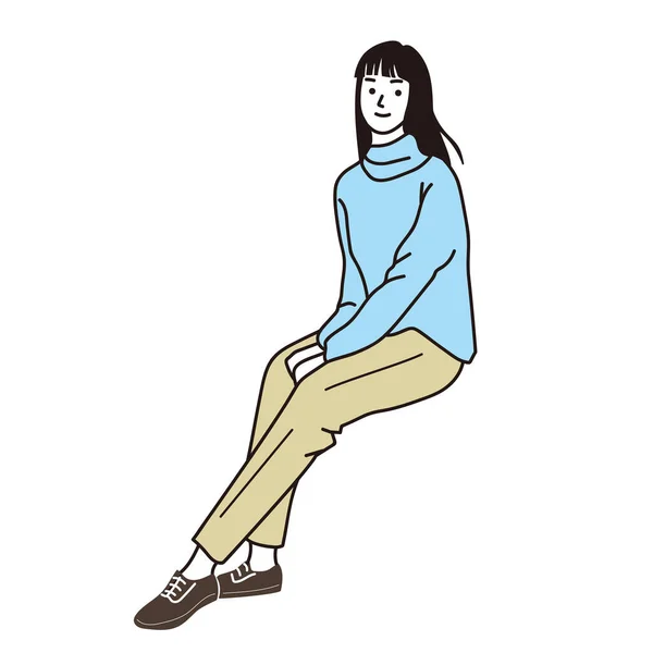Illustration Vectorielle Une Jeune Femme Assise — Image vectorielle