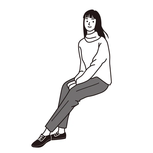 Vektor Illustration Ung Kvinna Sitter — Stock vektor