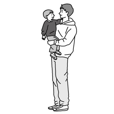 Çocuğunu kucağında tutan bir babanın vektör çizimi