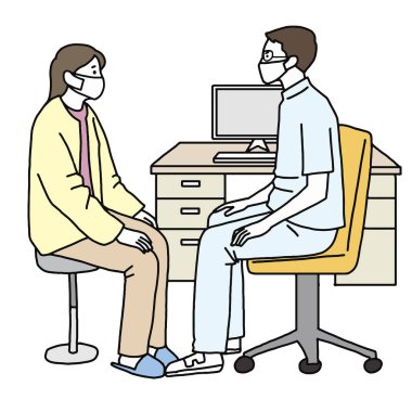 Muayene olan bir doktor ve hastanın görüntüsü..