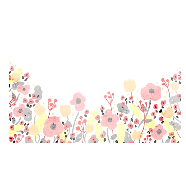 İskandinav tarzı el çizimi çiçek arkaplan vektörü çizimi