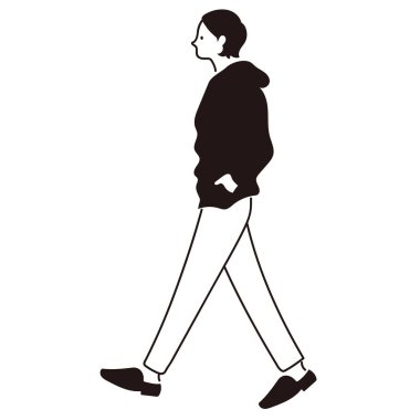 Basit çizgilerle yürüyen kadın