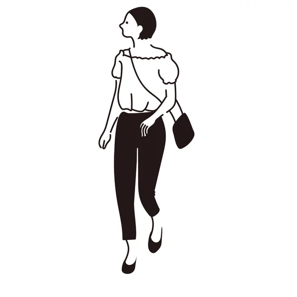 Basit çizgilerle yürüyen kadın