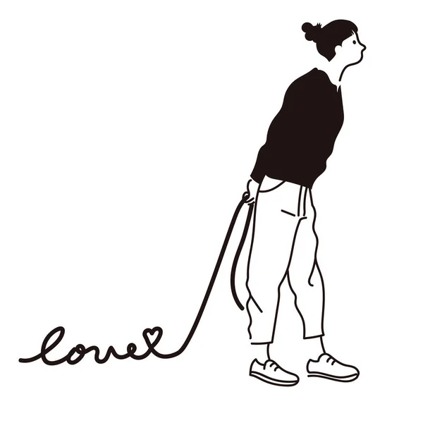 Aşk mektupları yürüyen kadın sevgililer günü vektörü