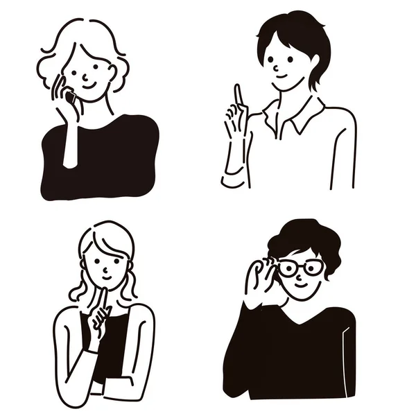 イラストベクトル女性様々なポーズ — ストックベクタ
