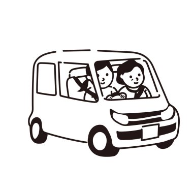 Resimli vektör kadın araba kullanıyor.