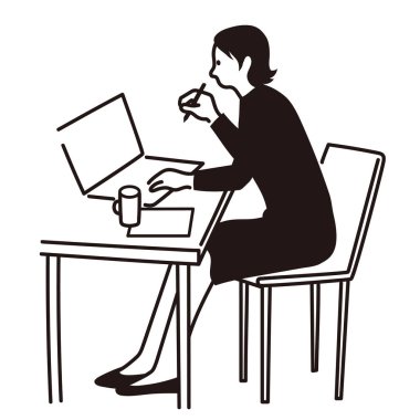 Çizim vektörü kadın uzak iş bilgisayarı bitirme
