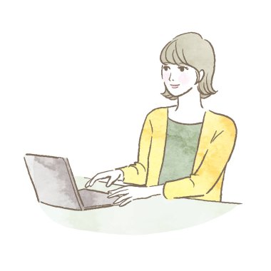 ofis kadını vektörü suluboya bilgisayar illüstrasyonu