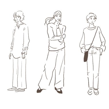 Çizim vektörü kadın moda çizimi